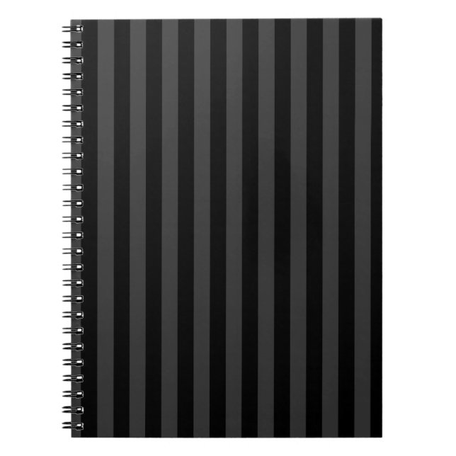 Elagnat Black & Smoky Black Vertical Stripes  Notebook (Front)