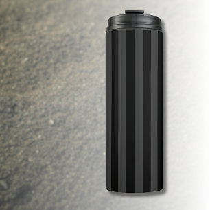Elagnat Black & Smoky Black Vertical Stripes  Thermal Tumbler