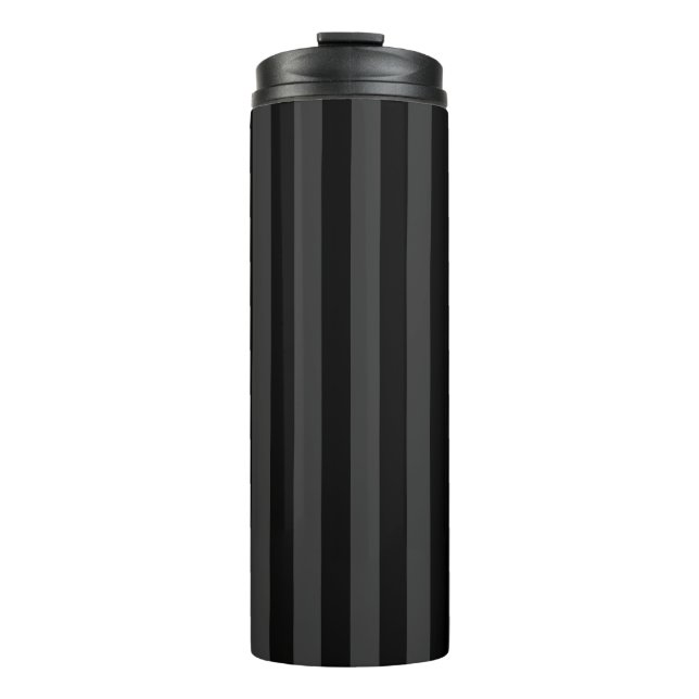 Elagnat Black & Smoky Black Vertical Stripes  Thermal Tumbler (Front)