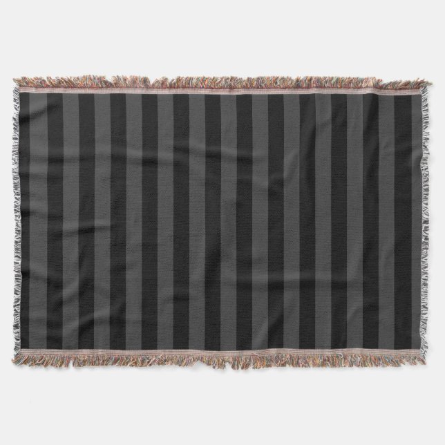 Elagnat Black & Smoky Black Vertical Stripes  Throw Blanket (Front)