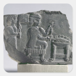 Elamite woman spinning, Neo-Elamite Period, c.700- Square Sticker