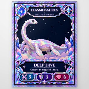 Elasmosaurus, Rainbow Foil Art Postcard