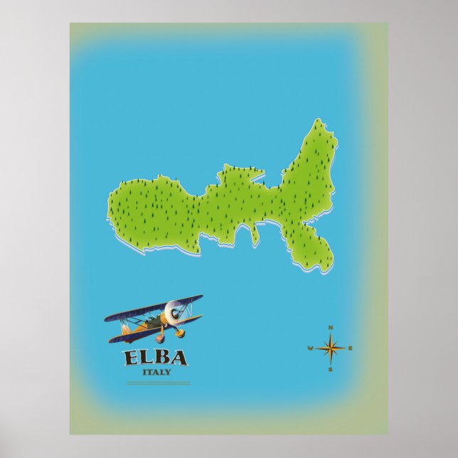Elba Italy map travel poster (Front)