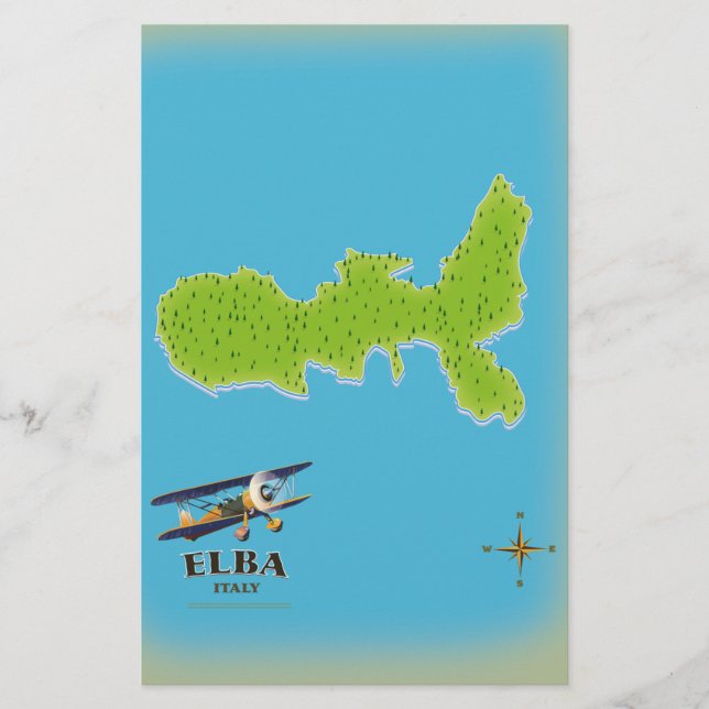 Elba Italy map travel poster Stationery (Front)