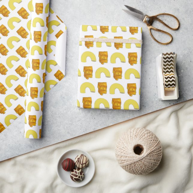 Elbow Macaroni Cheddar Mac and Cheese Food Wrapping Paper (Crafts)