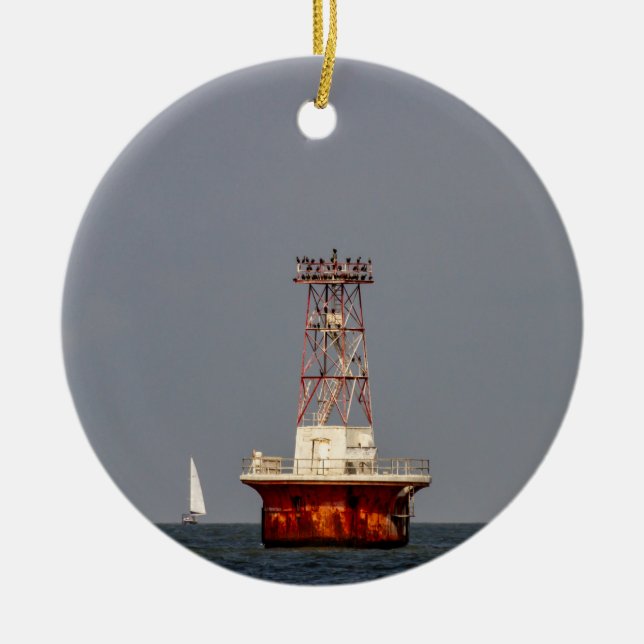 Elbow of Cross Ledge Lighthouse Ceramic Tree Decoration (Front)