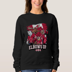 Elbow Up Canada Canadian Beaver Moose Hockey Team Sweatshirt