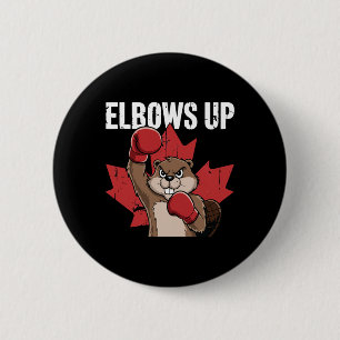 Elbows Up Beaver Boxing Proud Canadian Strong Cana 6 Cm Round Badge