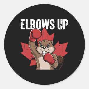 Elbows Up Beaver Boxing Proud Canadian Strong Cana Classic Round Sticker