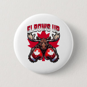 Elbows Up Canada Boxing Moose Maple Leaf Canadian 6 Cm Round Badge