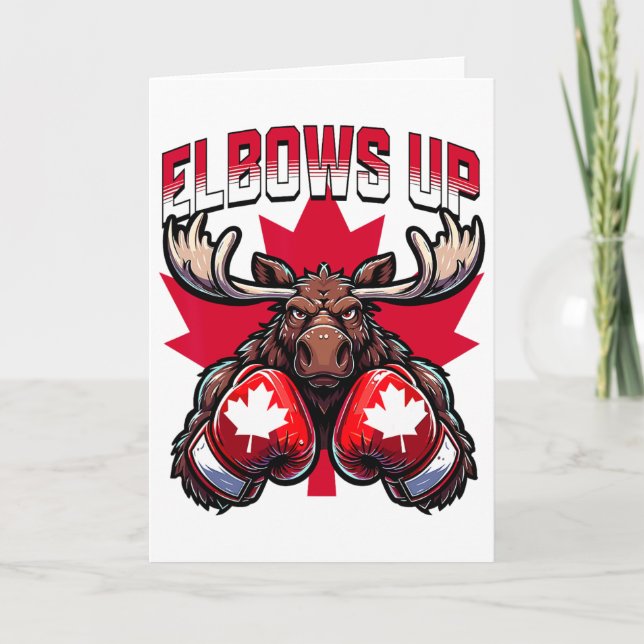 Elbows Up Canada Boxing Moose Maple Leaf Canadian  Card (Front)