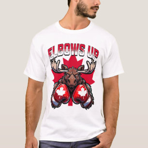 Elbows Up Canada Boxing Moose Maple Leaf Canadian T-Shirt