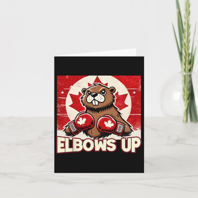 Elbows Up Canada Canadian Counter Tariffs Beaver B Card (Front)