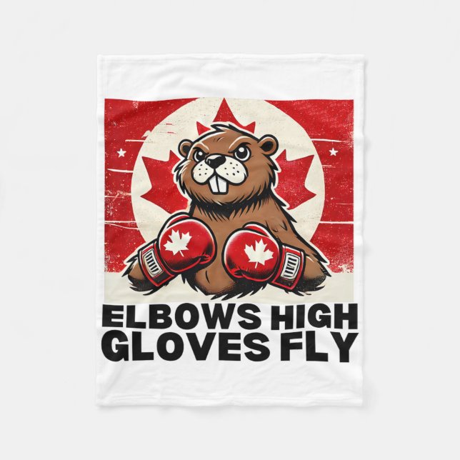 Elbows Up Canada Canadian Counter Tariffs Beaver B Fleece Blanket (Front)