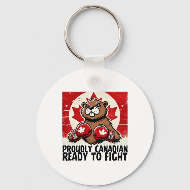 Elbows Up Canada Canadian Counter Tariffs Beaver B Key Ring (Front)