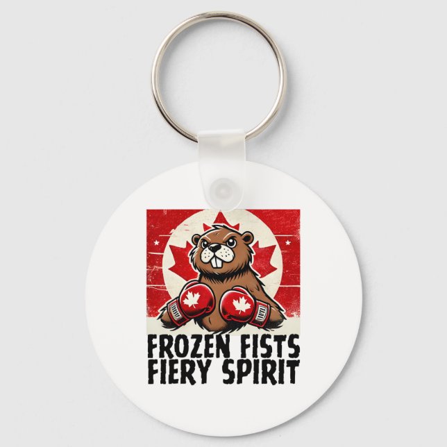 Elbows Up Canada Canadian Counter Tariffs Beaver B Key Ring (Front)