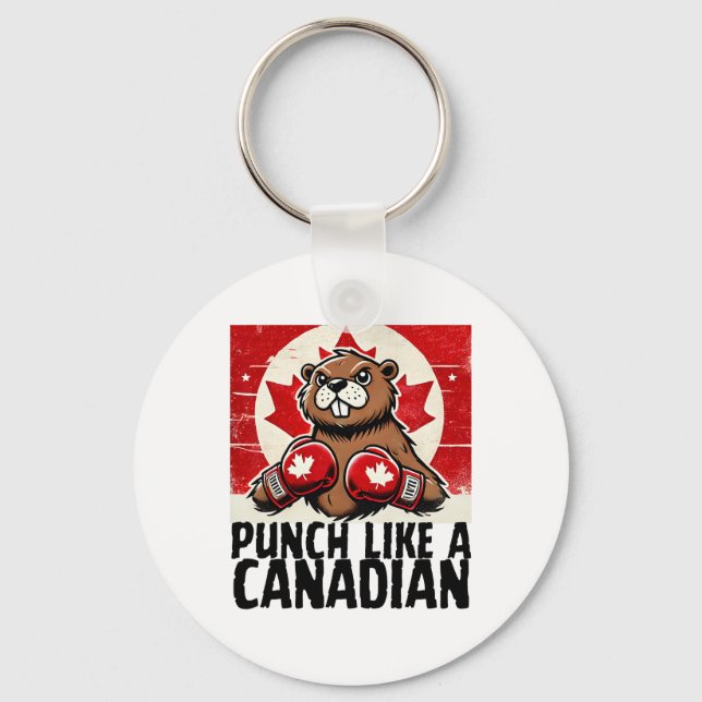 Elbows Up Canada Canadian Counter Tariffs Beaver B Key Ring (Front)