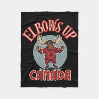 Elbows Up Canada Defiant Moose Canada Hockey Jerse Fleece Blanket
