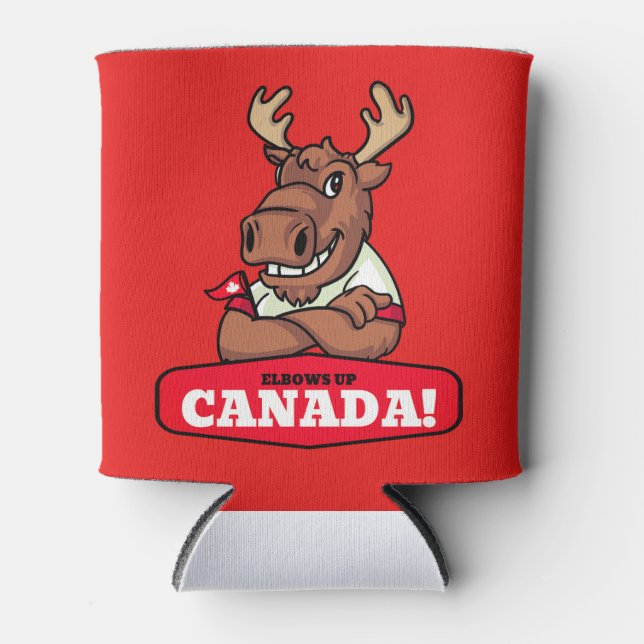 Elbows Up Canada! Funny Moose Beverage Cooler (Front)