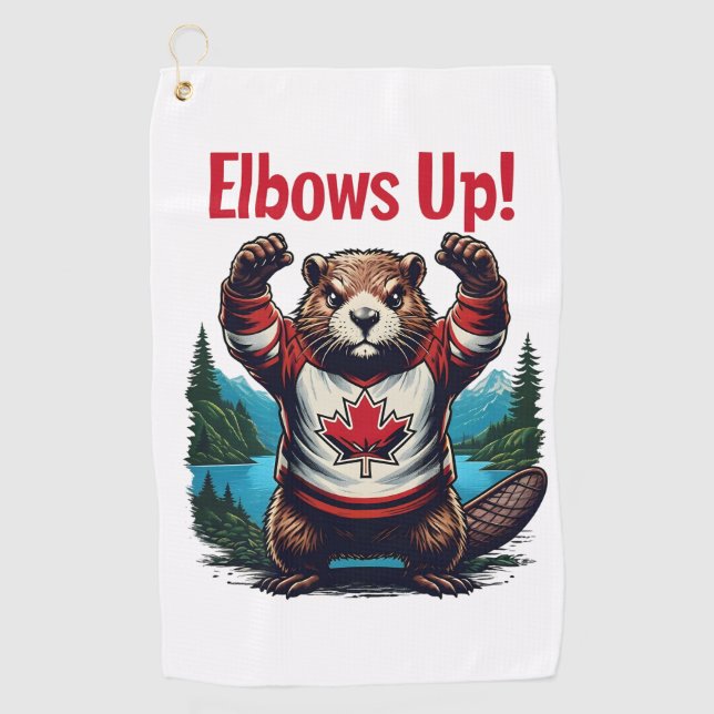 Elbows Up Canada Golf Towel (Front)