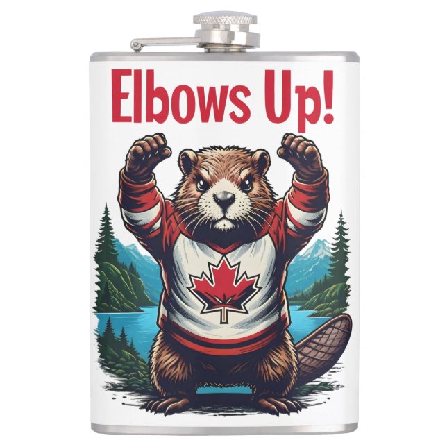 Elbows Up Canada Hip Flask (Front)