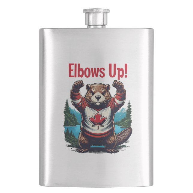 Elbows Up Canada Hip Flask (Front)