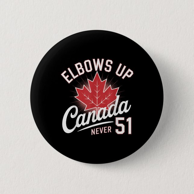 Elbows Up Canada Never 51 Canada Flag  6 Cm Round Badge (Front)