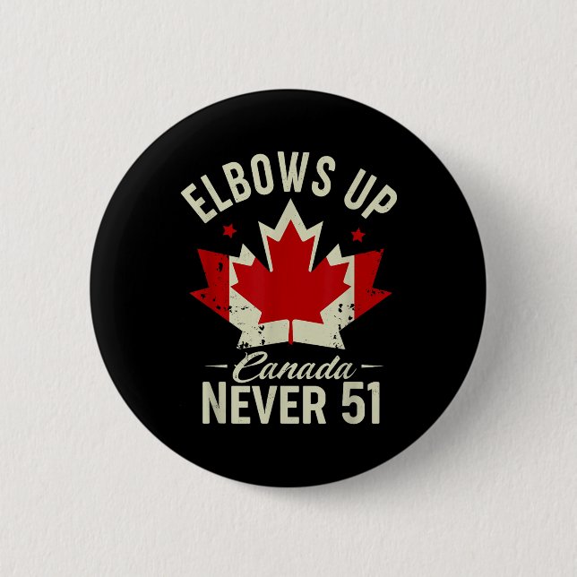 Elbows Up Canada Never 51 Canada Flag Stand Strong 6 Cm Round Badge (Front)