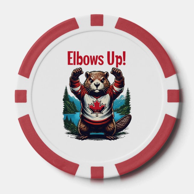 Elbows Up Canada Poker Chips (Front)