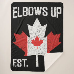Elbows Up Canada True North Strong Proud Canadian Sherpa Blanket