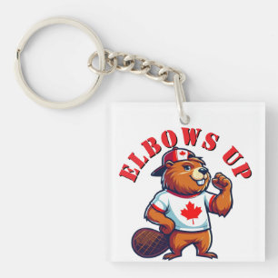 Elbows Up Canadian Beaver Key Ring