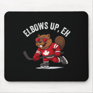 Elbows Up Eh Beaver Hockey Players Funny Canada Da Mouse Pad
