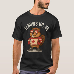 Elbows Up Eh Beaver Maple Leaf Shirt Funny Hockey