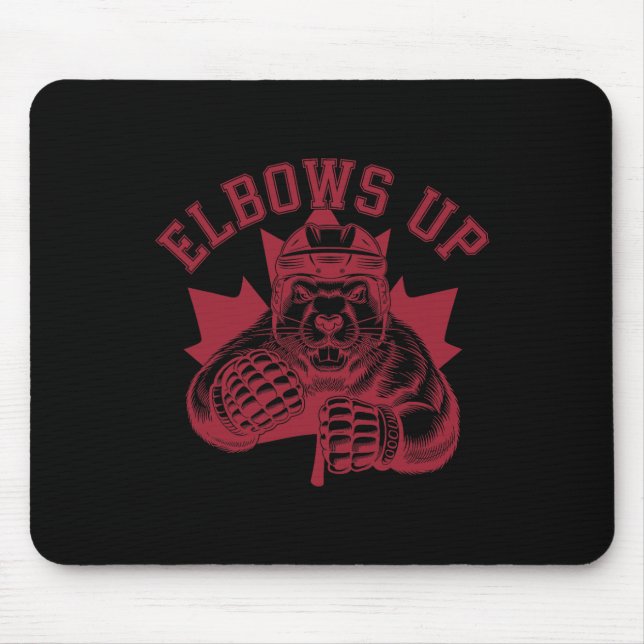Elbows Up Elbows Up Hockey Canada Beaver  Mouse Pad (Front)