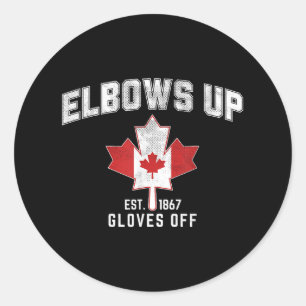 Elbows Up Est 1867 Canadian Maple Leaf Canada  Classic Round Sticker