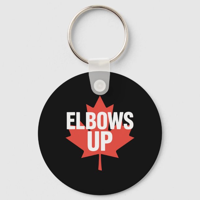 Elbows Up Funny Canadian Maple Leaf  Key Ring (Front)
