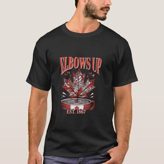 Elbow's Up - Never 51 Canada Flag Maple Leaf and C T-Shirt (Front)