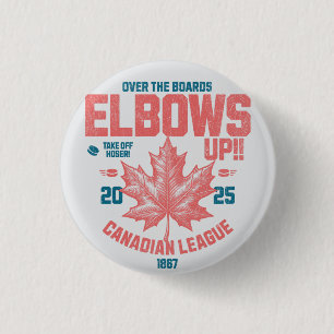 Elbows UP! Over the Boards Canadian League Hockey 3 Cm Round Badge