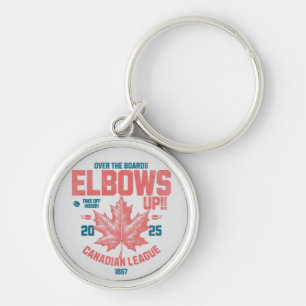 Elbows UP! Over the Boards Canadian League Hockey Key Ring