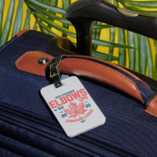 Elbows UP! Over the Boards Canadian League Hockey Luggage Tag