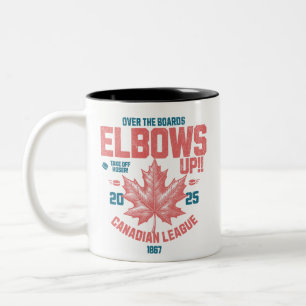 Elbows UP! Over the Boards Canadian League Hockey Two-Tone Coffee Mug