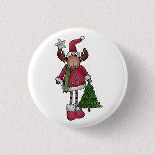Elch mit Baum  3 Cm Round Badge