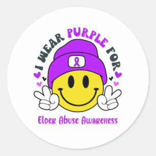 Elder Abuse Awareness Ribbon Support Gifts Classic Round Sticker