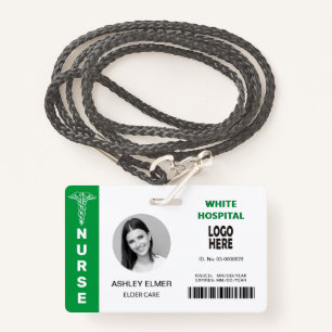 Elder care nurse ID green photo template ID Badge