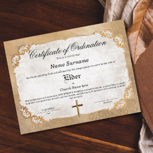 Elder Church Certificate of Ordination