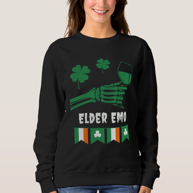 Elder Emo Goth St Patrick's Day Gothic  Wine Drink Sweatshirt (Front)