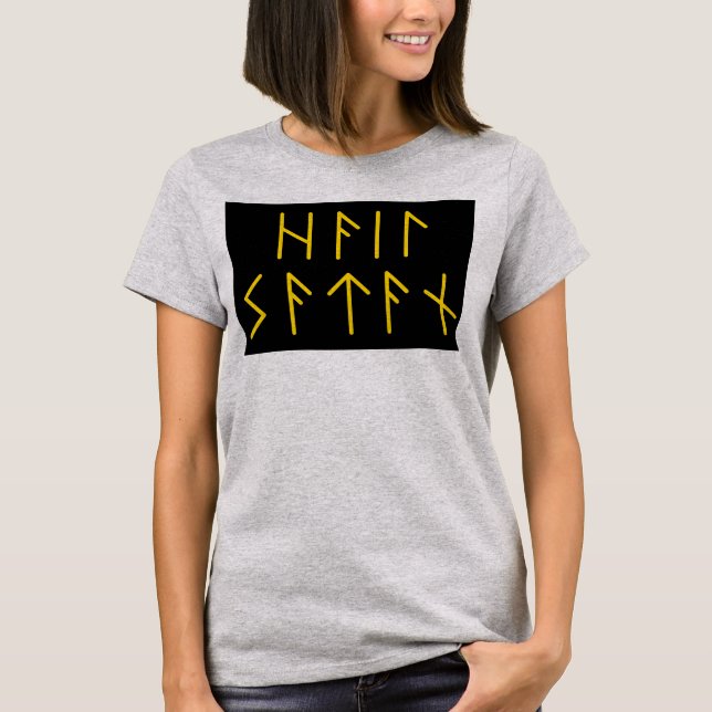 Elder Futhark Hail Satan T-Shirt (Front)