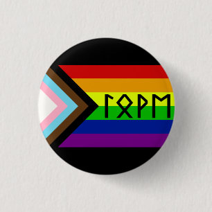 Elder Futhark Love Progressive Pride Flag 3 Cm Round Badge