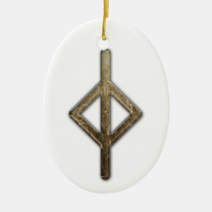 Elder Futhark Rune Jera Ceramic Tree Decoration