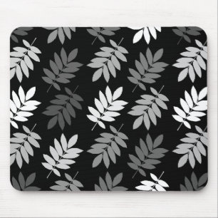 Elder Leaf Big Pattern Black White Grey Mouse Pad